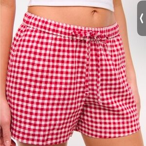 Abercrombie & Fitch Red and White High Waist Shorts